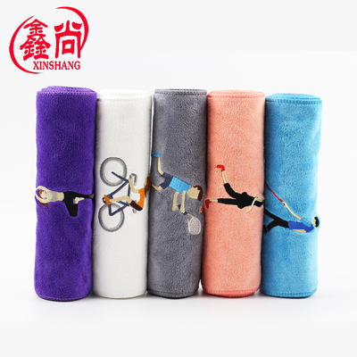 毛巾厂家定制批发超细纤维运动巾 刺绣logo加长25*110cm健身毛巾