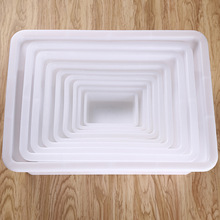 長方形塑料白色無蓋收納盒超市廚房冰盤食品方盆燒烤麻辣燙配貨筐