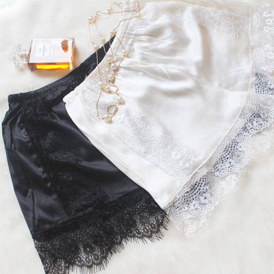 self-control mulberry silk Safety trousers Real silk Satin Leggings eyelash lace Emptied Four shorts DK13
