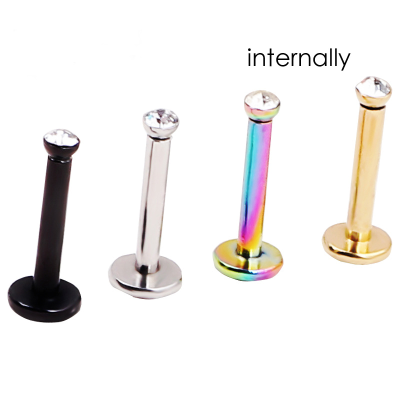 16G labret stud size and finish detail