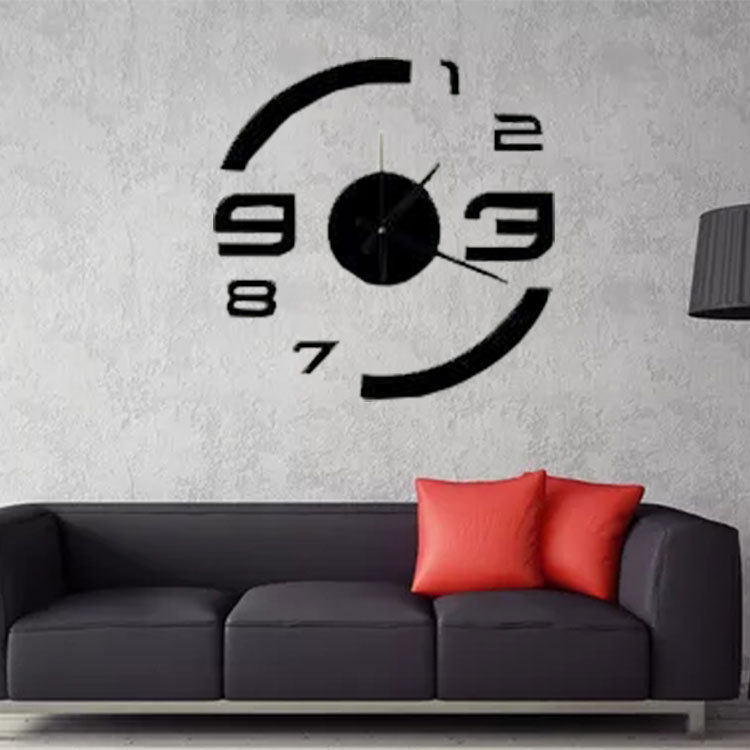 现代简约亚克力镜面静音挂钟客厅创意立体双色圆墙贴装饰钟表