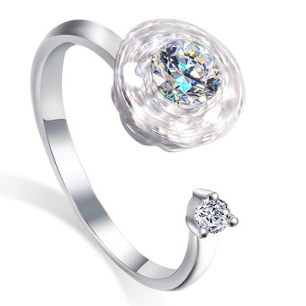 新品戒指女 抖音同款网红同款旋转戒指开口 可转动魔戒火爆款