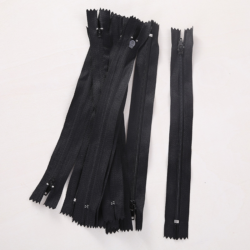 10x 20cm纯色尼龙线圈拉链 颜色->黑色