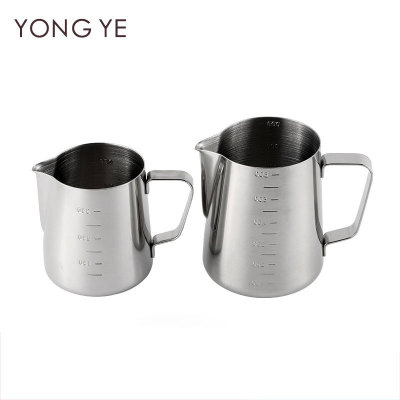 厂家批发400ml加厚304不锈钢尖嘴拉花杯 带刻度咖啡奶杯 拉花缸