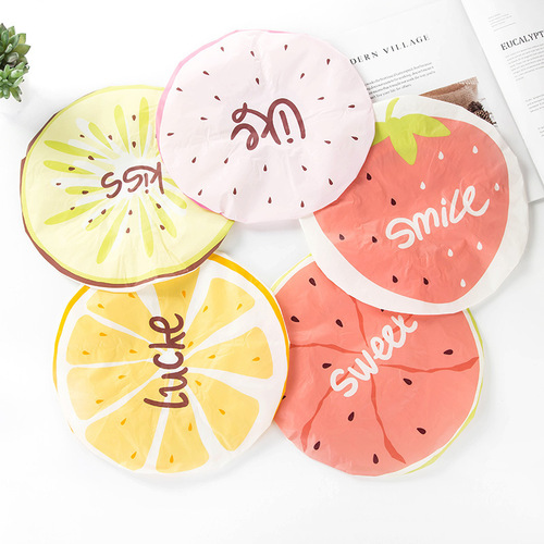 Japanese style cute fruit cartoon waterproof bathing shower cap adult women's shower cap bathing shampoo anti-oil cigarette butt cover