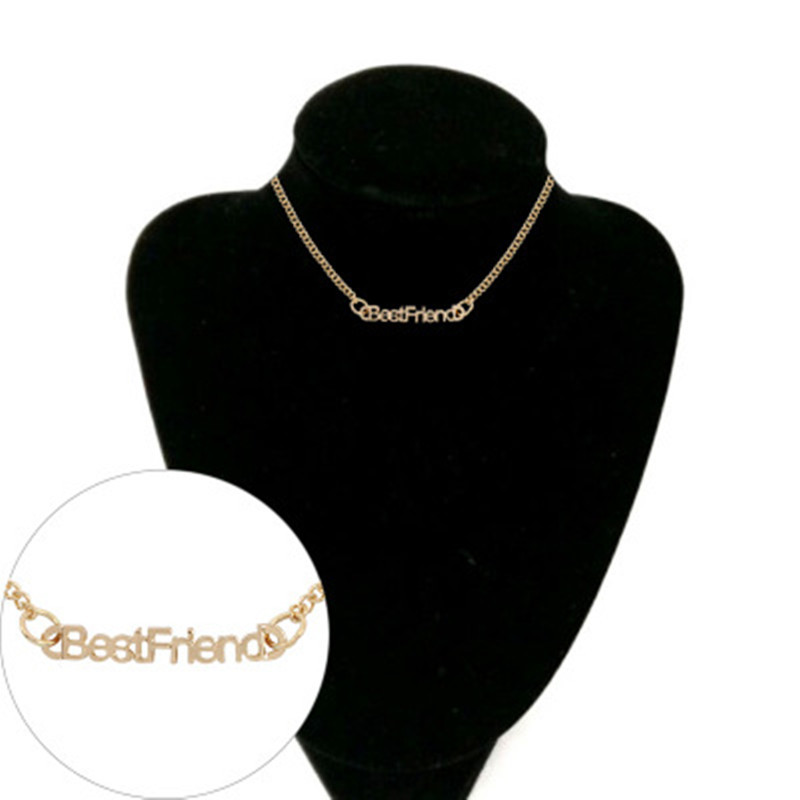 New Fashion Best Friends English Alphabet Necklace Environmental Protection Color Preservation Electroplated Gold Silver Black Clavicle Chain Wholesale display picture 19