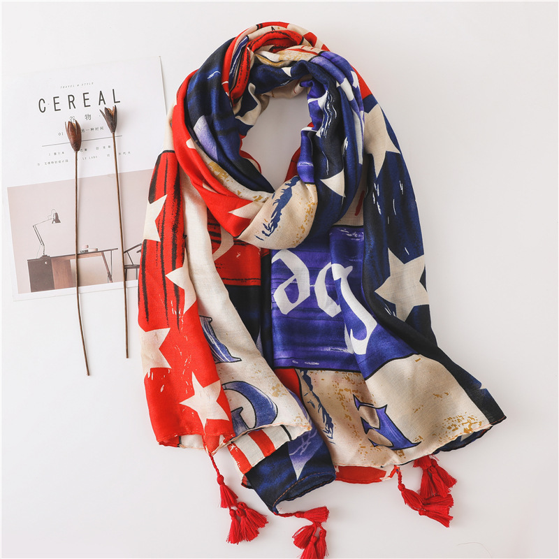 Sun Shawl Women Summer National Style Cotton And Linen Silk Scarf Printing Tassel Tulle Travel Beach Towel Sunshade Scarf display picture 118