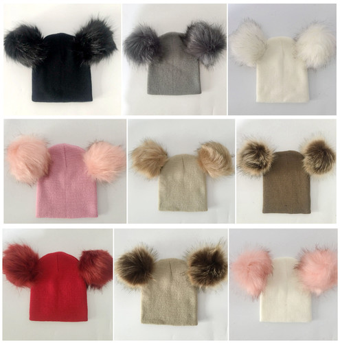 Wish AliExpress INS children's knitted hat double ball woolen hat baby woolen ball hat