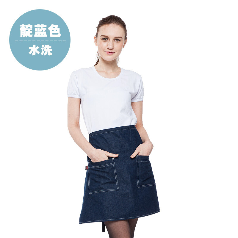 Delantal de mezclilla Cocina cocina casera cintura hombres y mujeres de estilo coreano moda leche té cafetería ropa de trabajo personalización