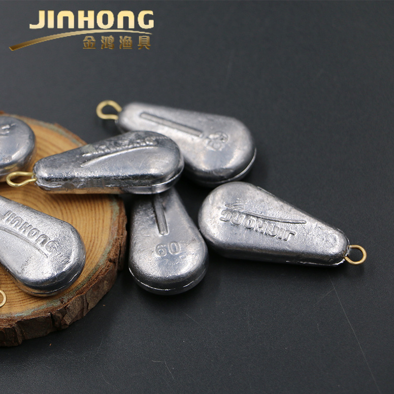 Jinhong pesca redonda plana en forma de gota con anillo de cobre varilla de lanzamiento de plomo varilla de roca varilla de mar varilla redonda plana con anillo de pesca gota de pesca