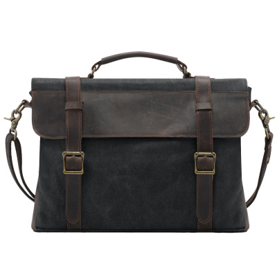 跨境爆款大容量疯马皮单肩斜跨包 2018新款商务休闲公文包男包|ms