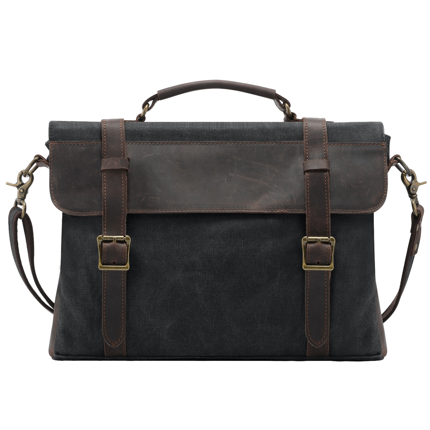 跨境爆款大容量疯马皮单肩斜跨包 2018新款商务休闲公文包男包|ms