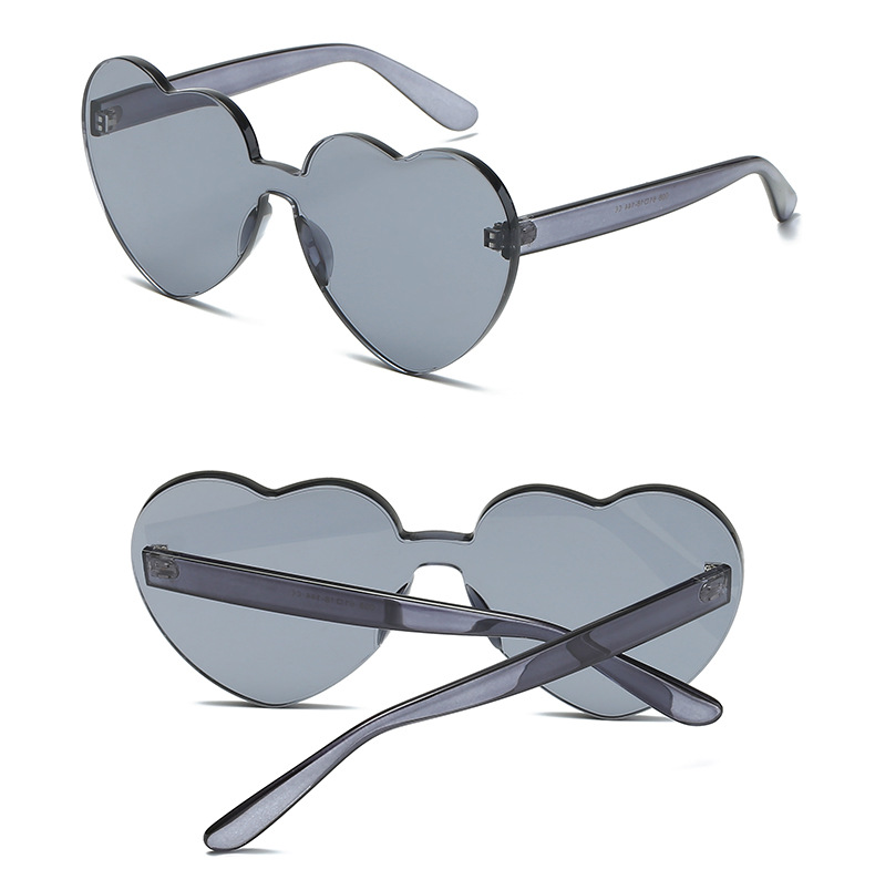 60g Weight Frameless Glasses Structure Sunglasses Classification PC, UV400 Protection Lens Material Round Frame Glasses Style Outdoor, Travel Occasion Heart Shape, Solid Color Pattern Unisex Gender Sweet Style Pink, Red, Yellow Color Sweet Heart Shape Solid Color PC UV400 Protection Round Frame Frameless Women's Sunglasses