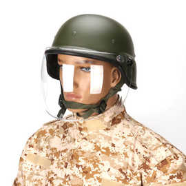 M88头盔加镜片摩托车战术骑行头盔 保安头盔防护头盔带透明面罩