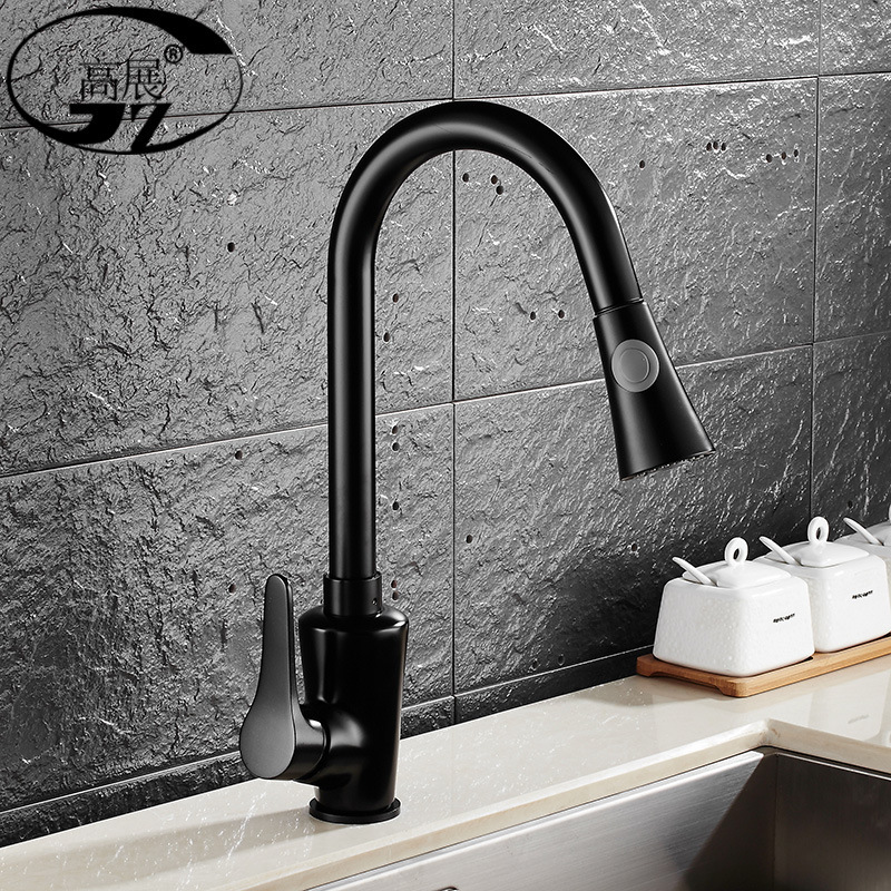 High-exhibition bathroom plumbing manufacturer Copper World Cup pull vegetable basin faucet black paint universal faucet High-exhibition bathroom plumbing manufacturer Copper World Cup pull vegetable basin faucet black paint universal faucet