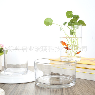 水晶壓制玻璃直筒簡約透明玻璃花瓶 婚慶酒店富貴竹水培 家具擺件