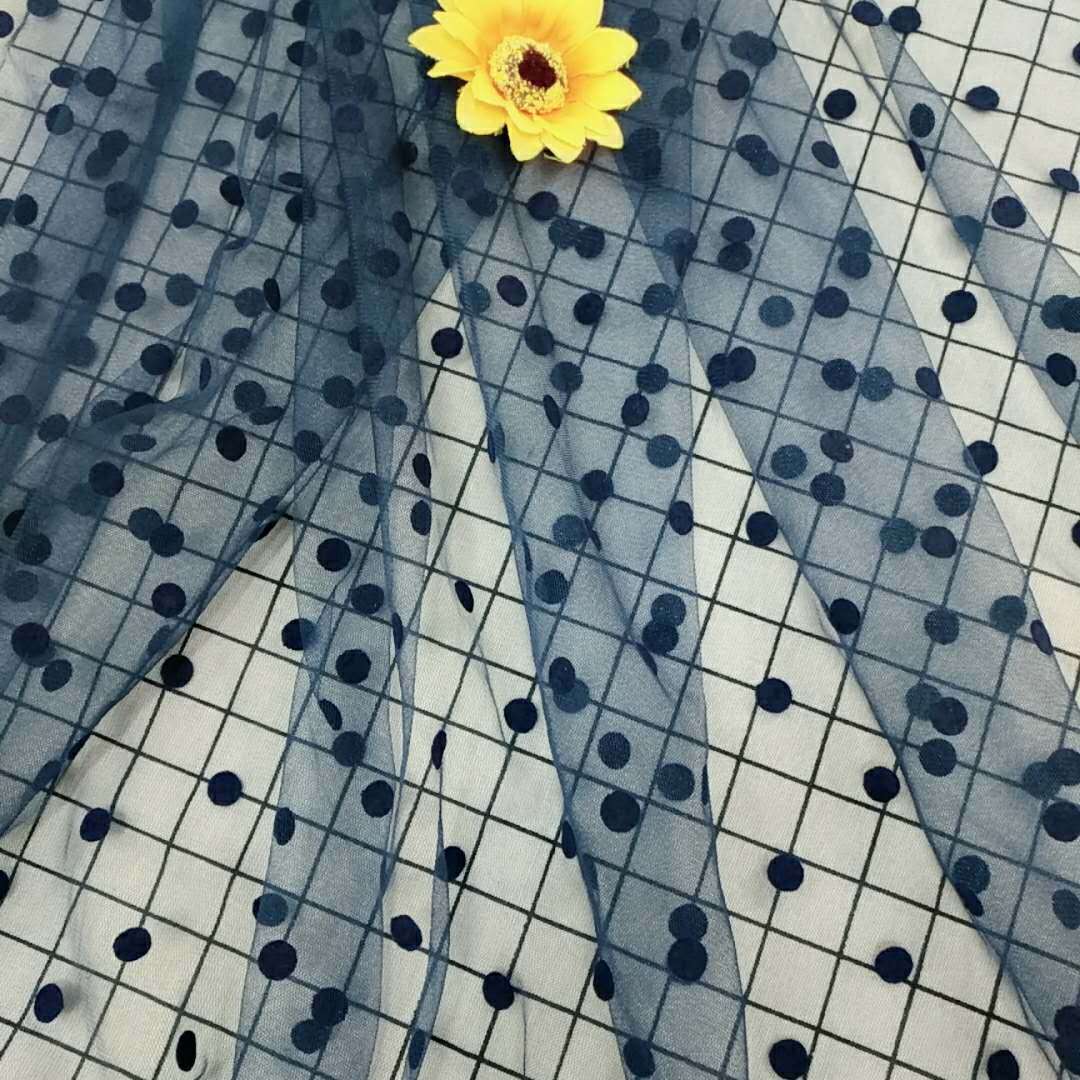爆款网眼布无弹植绒1公分圆点 童装 纱裙 婚纱头纱 多色现货销售