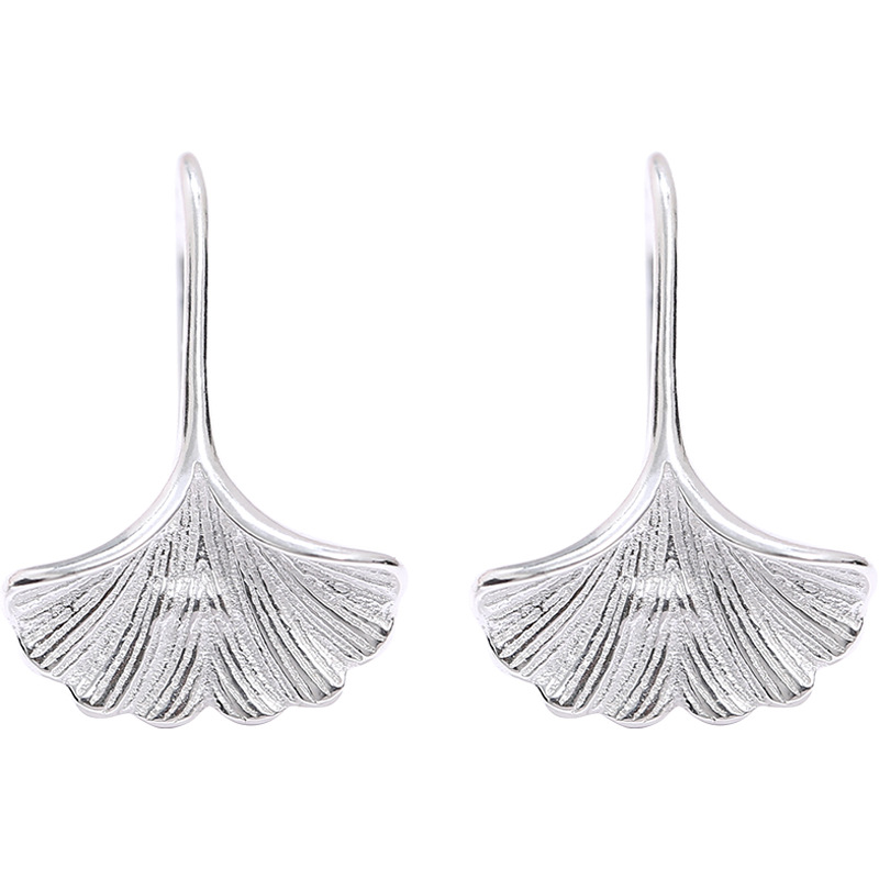 Pendientes de plata esterlina 925 pendientes de hoja de ginkgo lindos pendientes de plata esterlina elegantes de moda de estilo coreano para mujer image 5