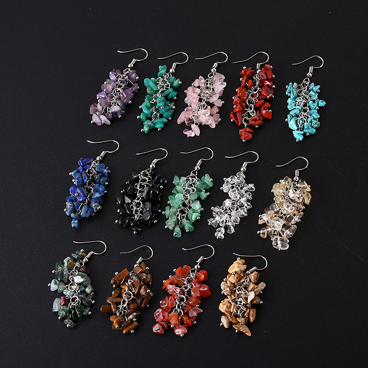 1 Pair Retro Color Block Alloy Natural Stone Plating Women's Drop Earrings display picture 34