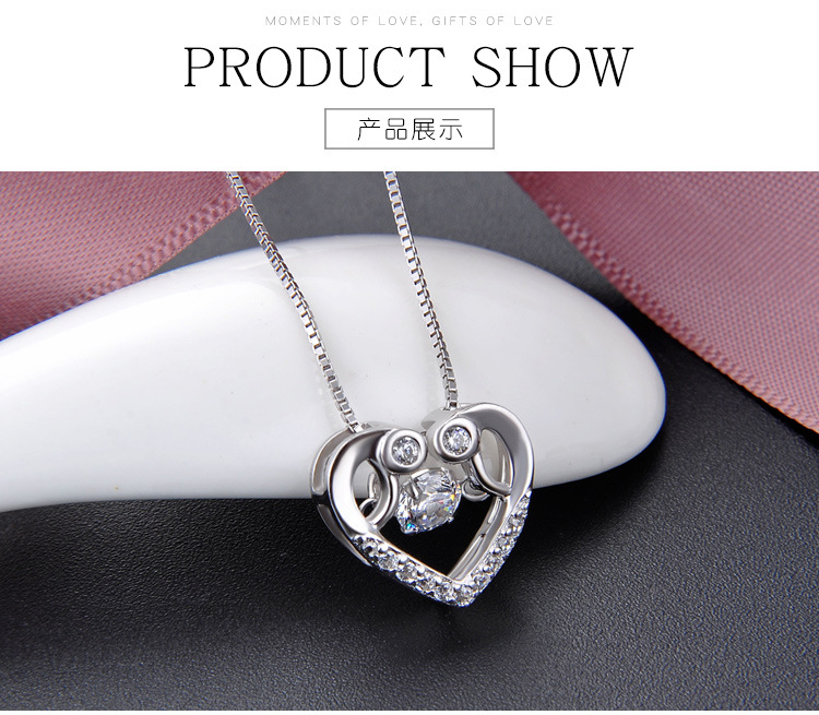 Hollow Heart Inlaid Zircon S925 Silver Necklace Pendant No Chain display picture 2