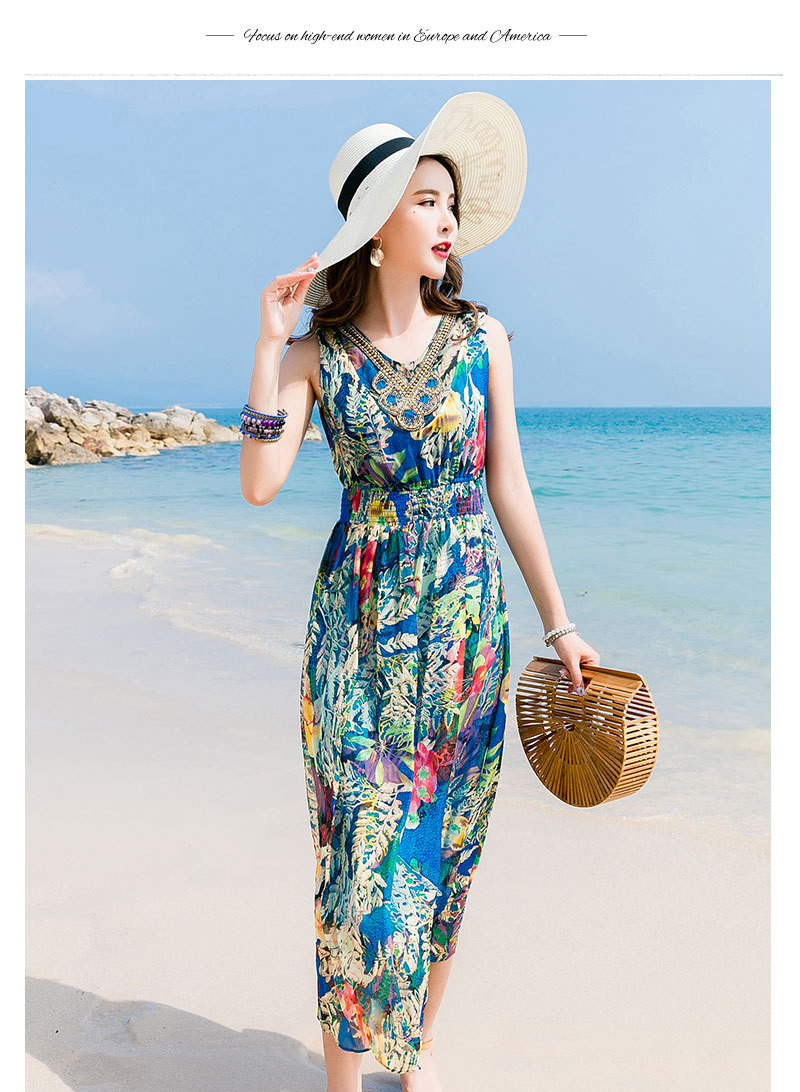 Elegantes Langes Florales Boho Kleid Für Damen Aus Seide Mode_voghion.com