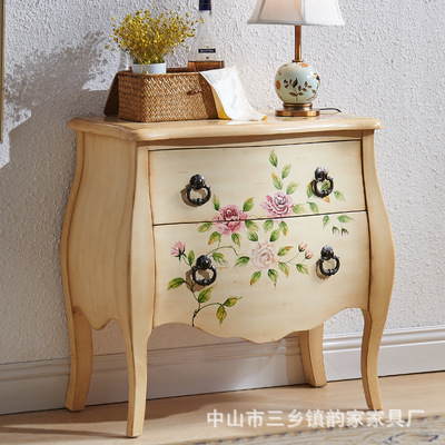 Cross border Specifically for Bucket cabinet solid wood American country modern Entrance cabinet Bedroom cabinet Coloured drawing Retro Storage