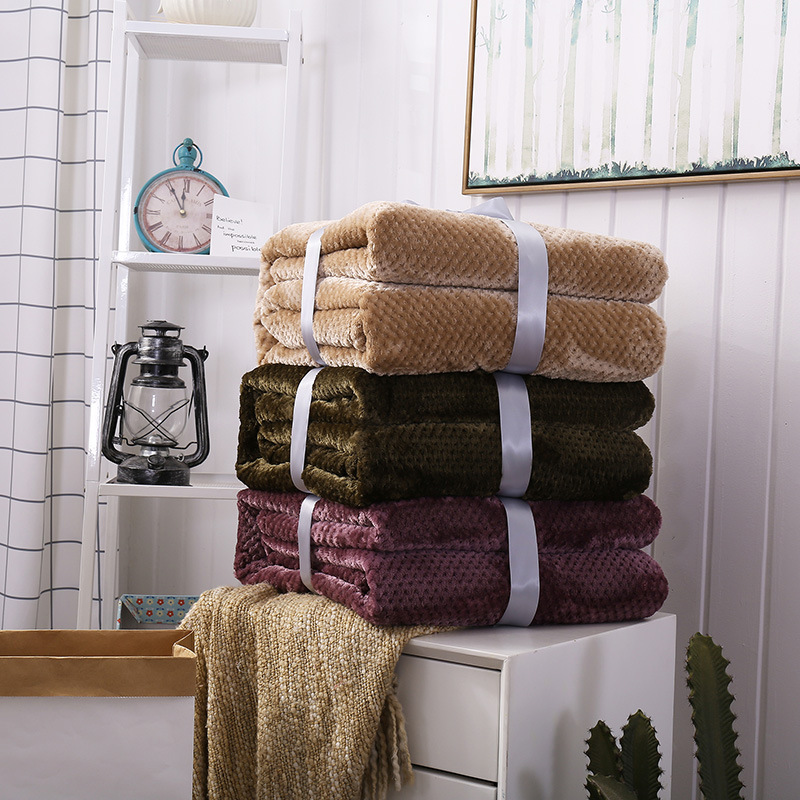 Solid Babe Mesh Merbau Flannel Export Blanket thickening Plain colour gift Air blanket Blanket