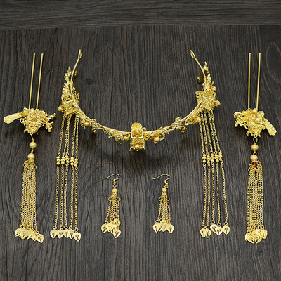 2018新款新娘结婚凤冠中式秀禾服头饰礼服名族风发饰影楼 拍摄品|ru