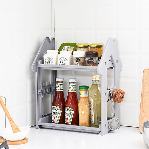Small house storage rack kitchen countertop three-layer seasoning bottle spice rack desktop storage rack layered bathroom organization rack