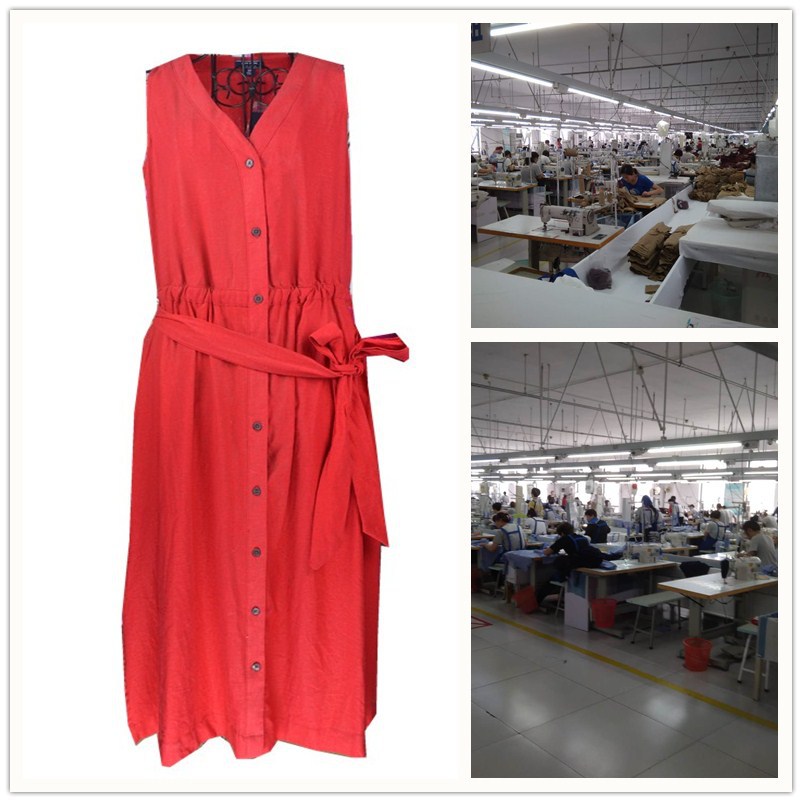 China Casual Clothing City Wenshang>Garment processing special counter Women's wear Vest Dress bright red