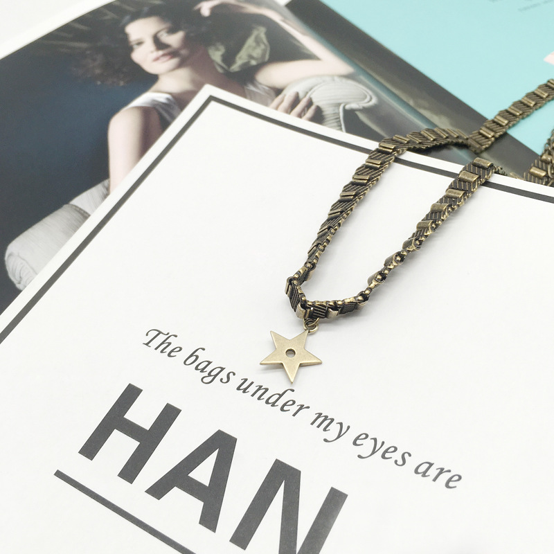 跨境直供欧美珍珠颈链项圈时尚女款锁骨链做旧古铜色项链厂家批发