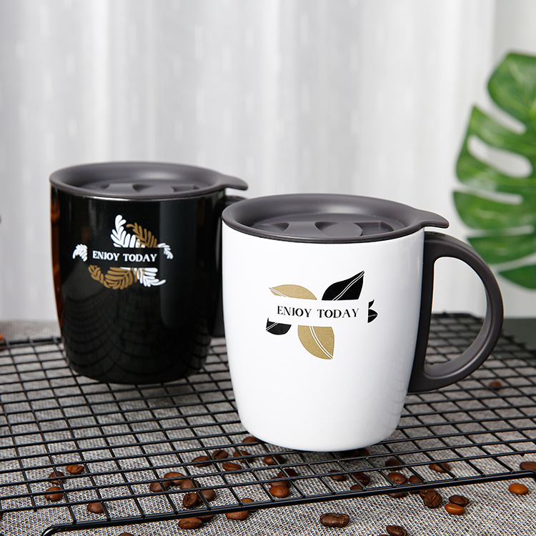 盘古新亨不锈钢带手柄咖啡杯带盖饮水杯日用百货杯子定制LOGO