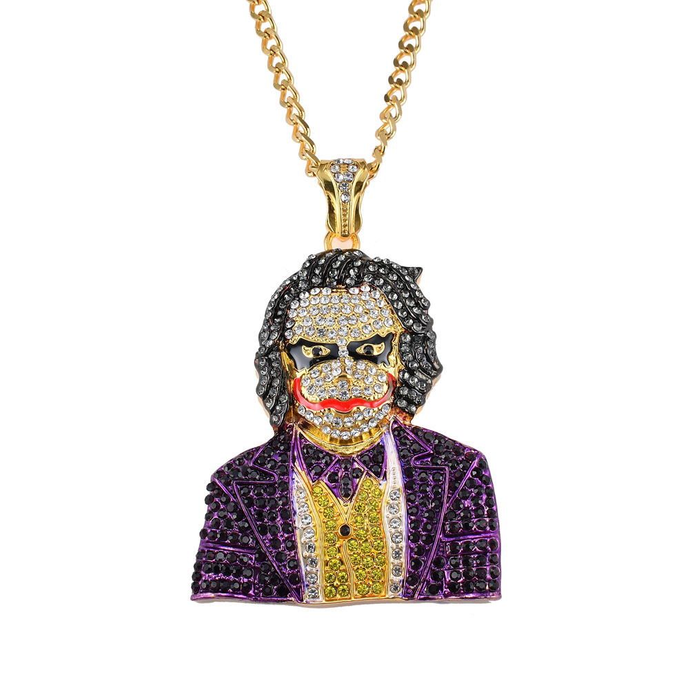 Hip-Hop Clown Pendant Necklace - Silver