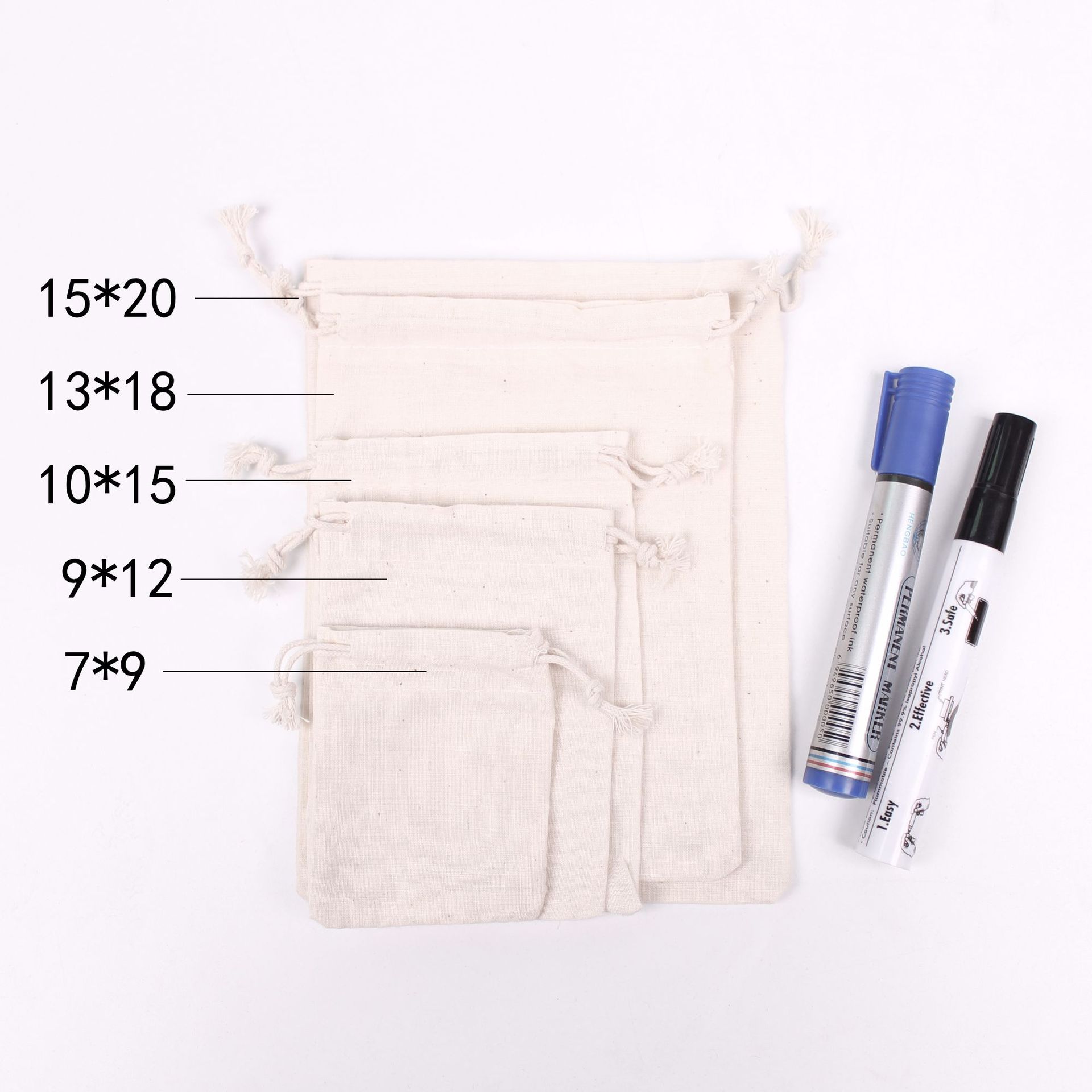 Cotton Linen Wholesale Bundle Mouth Jewelry Cotton Solid Color Drawstring Bag display picture 2