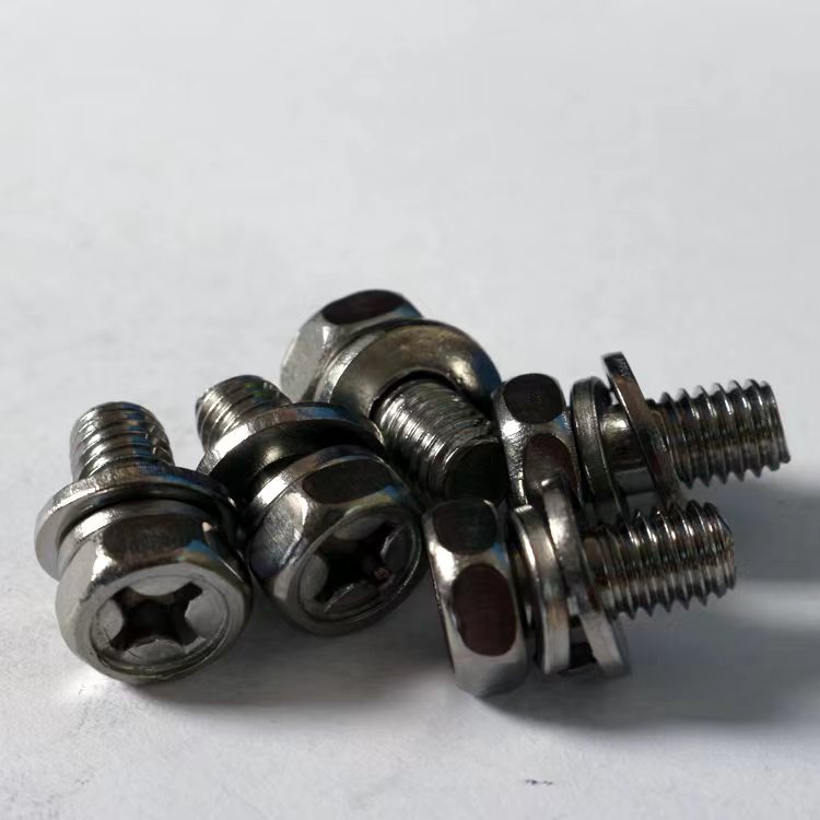 厂家直销不锈钢外十字凹穴六角头三组合螺丝/平垫弹垫外六角螺栓