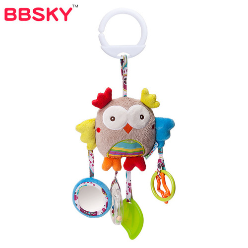 Newborn sound rattle car hanging toy crib bell plush soothing 6-month-old baby toy cross-border
