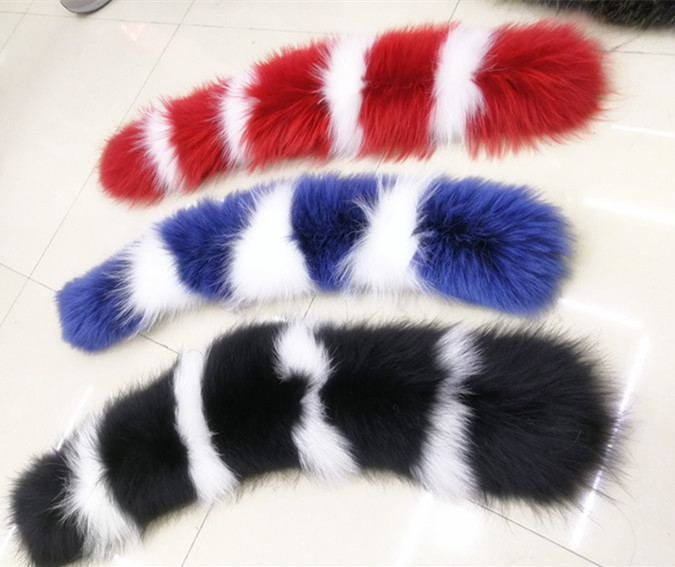 秋冬男女士超大狐狸毛领子毛条羽绒服帽领帽条保暖百搭批发定做|ru