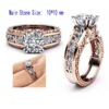 Golden ring, jewelry, wish, 14 carat, pink gold, with gem, champagne color