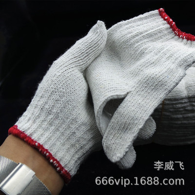工厂批发劳保手套 漂白棉纱700克加厚棉纱手套耐磨防护工作手套男