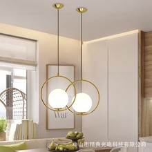 北歐創意餐廳吊燈個性卧室床頭燈現代簡約單頭吧台圓形玻璃球吊燈