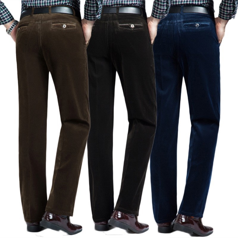 Autumn and winter Middle and old age man Article Trousers dad corduroy Casual pants Paige Easy Straight pants trousers