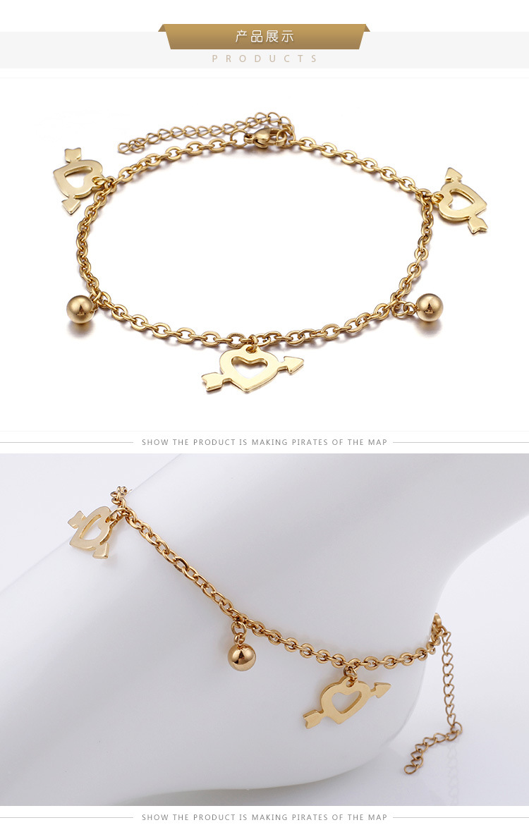 stainless steel korean style heart-shaped anklet wholesale jewelry Nihaojewelry