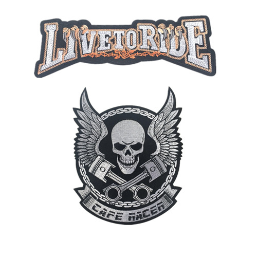 Estilo europeo y americano cráneo pegatinas de tela bordado estilo de la Universidad Ropa Decoración calcomanías fresco motocicleta fantasma cabeza reparación subsidio