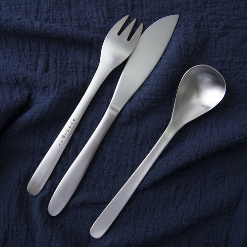 Restaurant 304 material brushed stainless steel cutlery, Japanese style home matte Western cutlery, fork and spoon tableware