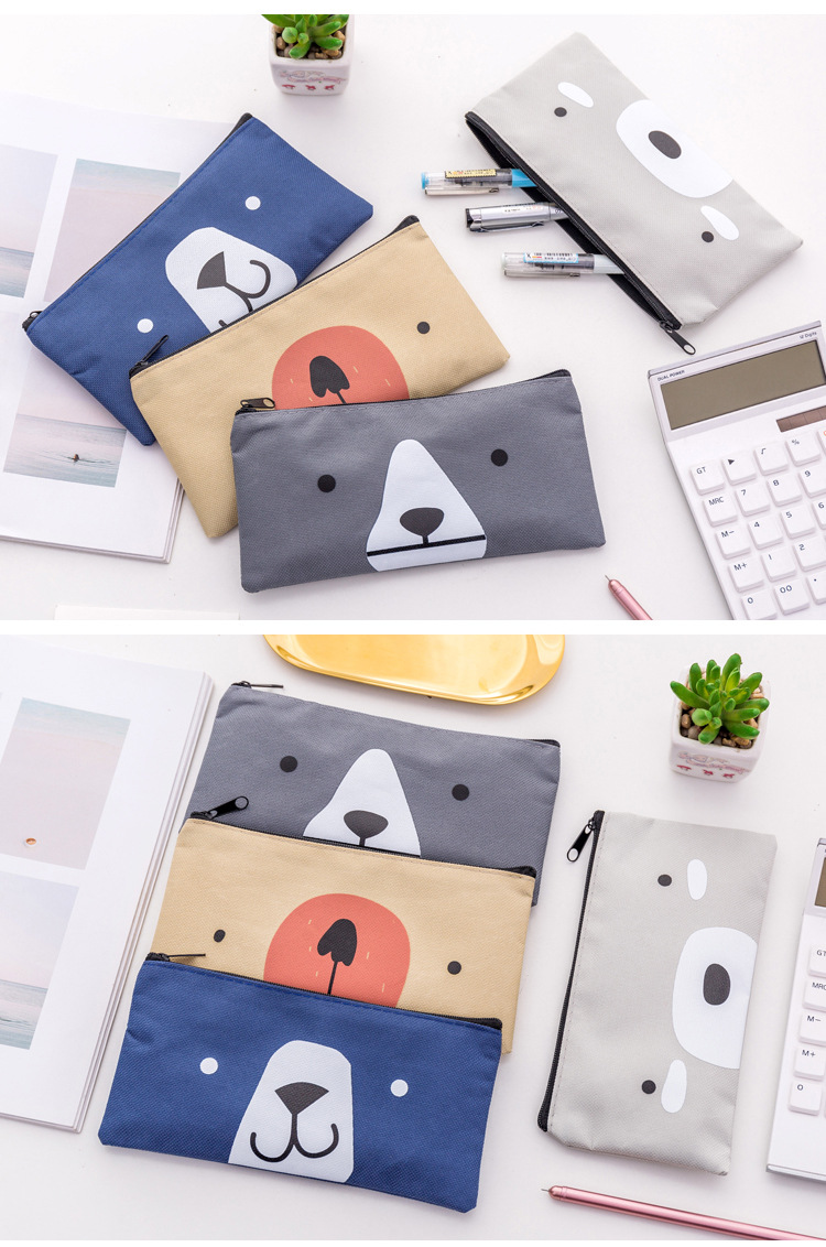 Creative Cartoon Canvas High Quality  Cloth Simple Stationery Bag display picture 1