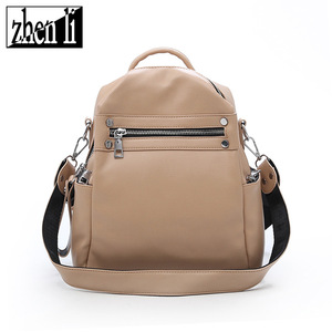 跨境新款女包 简约时尚复古风女式双肩包 纯色2020新品背包批发