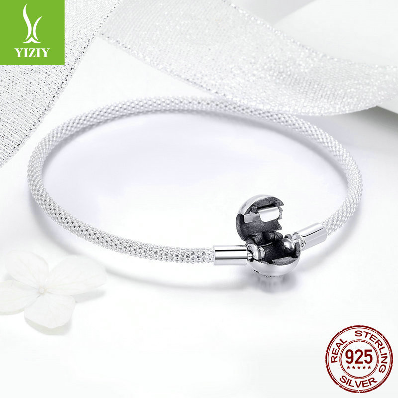 Silver Ziyun S925 Silver Bracelet for Women Eternal Love K-Style Simple Fashion DIY Basic Single Bracelet Scb105