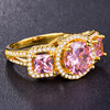 Fashionable zirconium, ring with stone, accessory, wish, European style, 750 sample gold