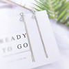 Long asymmetrical earrings handmade with tassels, Korean style