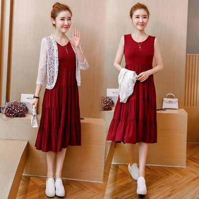 孕妇装2021春季新款韩版时尚2件套孕妇连衣裙|ru